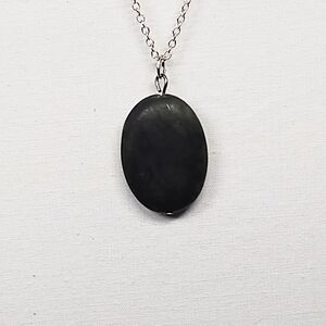 Sophisticated Black Shunglite Pendant Necklace
